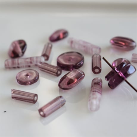 ガラスチューブビーズ4本セット　 clear purple　フランス　265