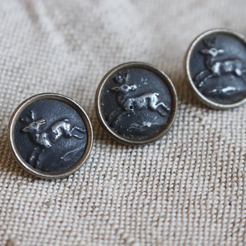 ハンティングボタン】鹿のメタルボタンMFBP GRENOBLE 16㎜ フランス