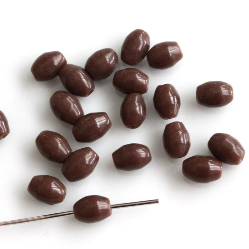 ナツメ型ガラスビーズ14個 6㎜（チョコ）フランス製 246 | Le manège
