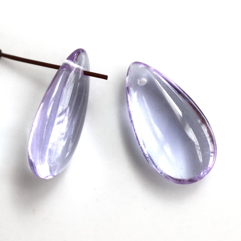 フラットドロップガラスビーズ22㎜（clearpurple