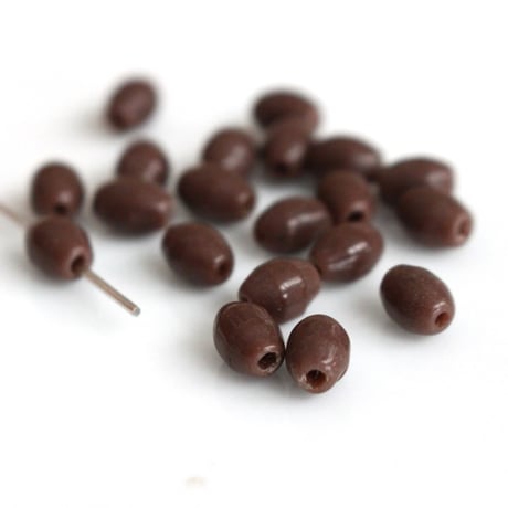 ナツメ型ガラスビーズ14個 6㎜（チョコ）フランス製　246