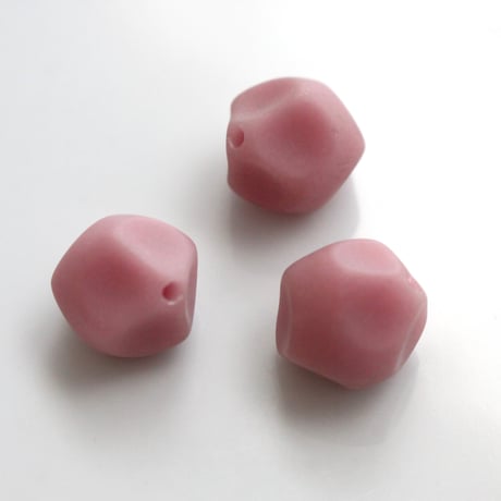 . 変形ラウンドガラスビーズ2個 15㎜(ﾋﾟﾝｸ）フランスヴィンテージ　506