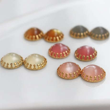 メタル台座付きカボション13㎜（pink）フランス　　766