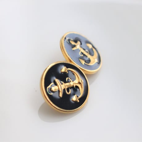 france vintage 　ボタン2個セット(navy)  15㎜　　367t