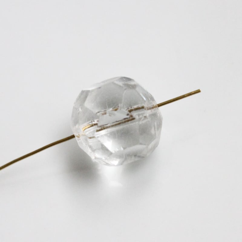 クリアガラスビーズ ファセット14㎜ ドイツ製80年代ヴィンテージ