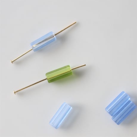 ガラスチューブビーズ4本セット　 clear blue　フランス　424