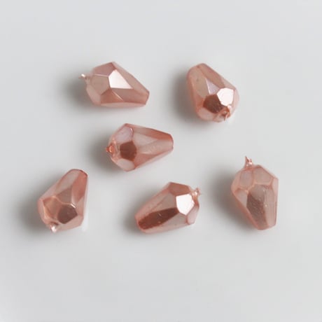ドロップ型カットガラスビーズ10㎜　6個（Pink）フランス　427
