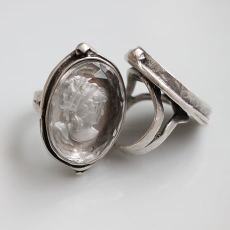 . 厚みのあるガラスインタリオ 25×18㎜（クリア）フランスヴィンテージ　537