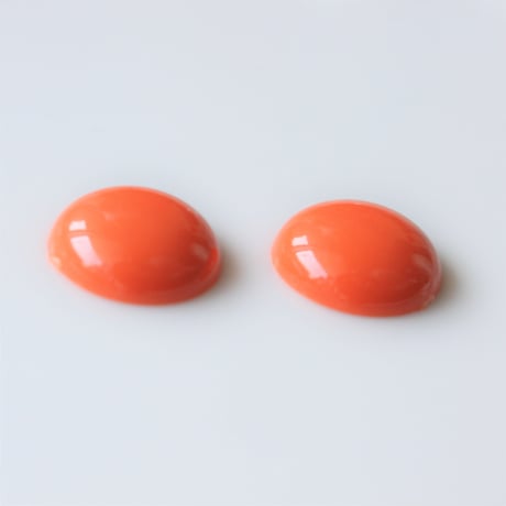 サークルカボション 14㎜　２個（オレンジ）　France vintage 563