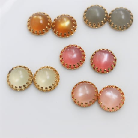 メタル台座付きカボション13㎜（pink）フランス　　766