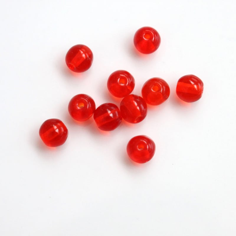 GRAPEVINE 新しい果実 クリアレッド カラーヴァイナル ラウンドガラスビーズ10個（ｸﾘｱﾚｯﾄﾞ）5㎜ チェコヴィンテージ