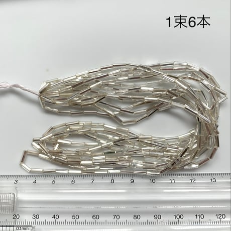 竹ビーズ　3ｇ (ｼﾙﾊﾞｰ)  7㎜×Ø2㎜　チェコヴィンテージ fe09