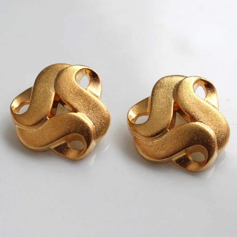 フランスヴィンテージ ボタン 金色の装飾的 2WAYイヤリング