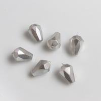 ドロップ型カットガラスビーズ10㎜　6個（silver）フランス　316