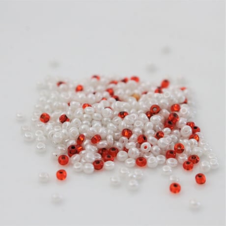 シードビーズ （white＆orange丸）5ｇ　フランス　665