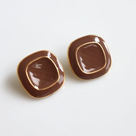 .スクエアメタルボタンS（brown）2個セット14㎜　france vintage 335t