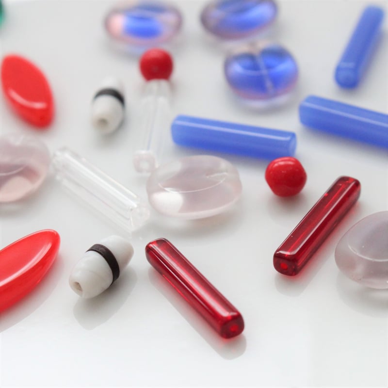 ミューラル　クリアビーズ ガラスチューブビーズ （クリア）4本 20㎜ フランス現行 143