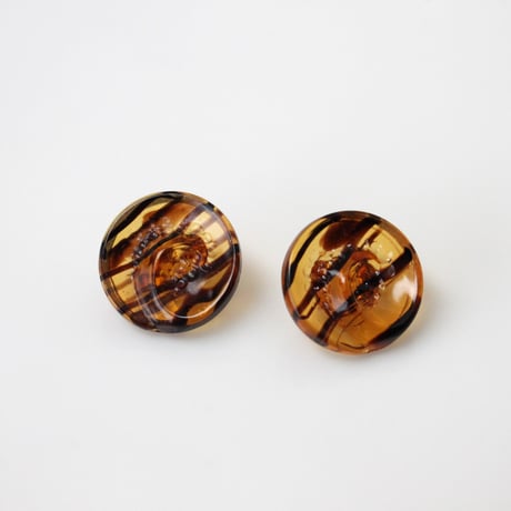 フランスヴィンテージ ボタン イヤリング イエロー&ブラック