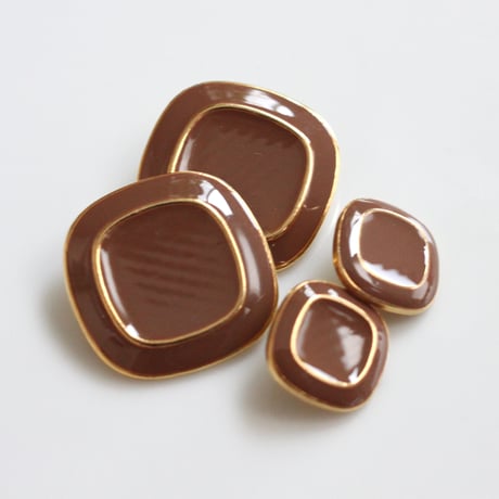 .スクエアメタルボタンS（brown）2個セット14㎜　france vintage 335t