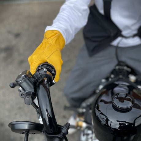 Leather gloves　牛革　イエロー　レザーグローブ　手袋　バイクグローブ