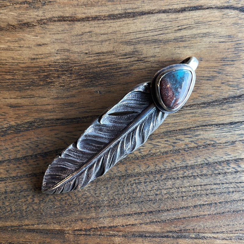 LYNCH SILVERSMITH】 FEATHER(L) TURQUOISE BISBEE