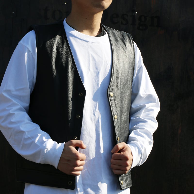 ZONオリジナル バッファローレザーベスト | CUSTOM WORKS ZON