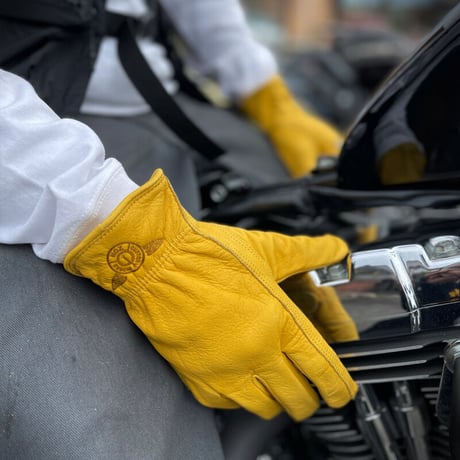 Leather gloves　牛革　イエロー　レザーグローブ　手袋　バイクグローブ
