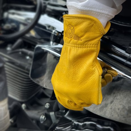 Leather gloves　牛革　イエロー　レザーグローブ　手袋　バイクグローブ