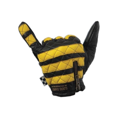 Leather glove / yellow x Black　黄×黒　囚人グローブ