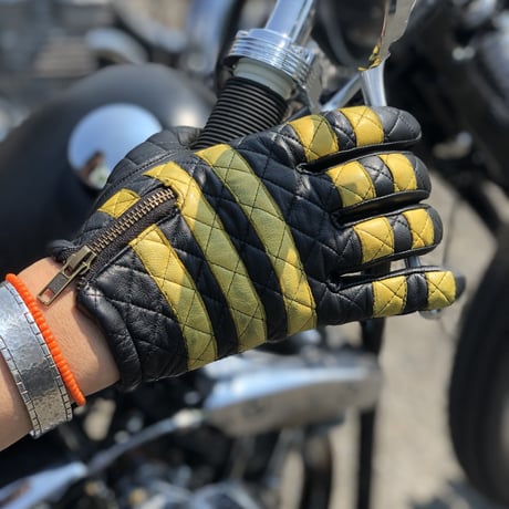 Leather glove / yellow x Black　黄×黒　囚人グローブ