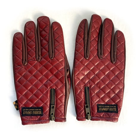 Leather glove / Bright red　エンジ×ブラウン　本革ラムレザーグローブ