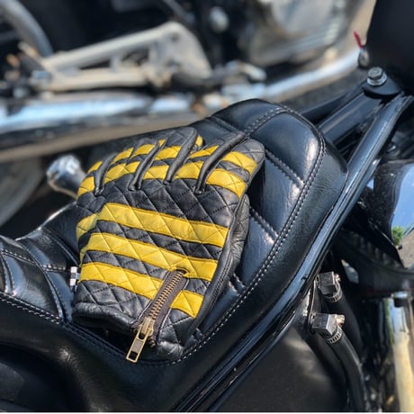 Leather glove / yellow x Black　黄×黒　囚人グローブ