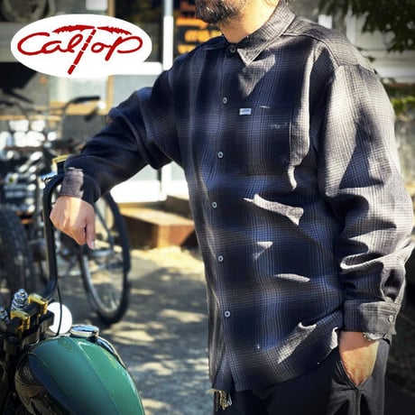 キャルトップ CALTOP #2000 オンブレ チェック 半袖 フランネル シャツ