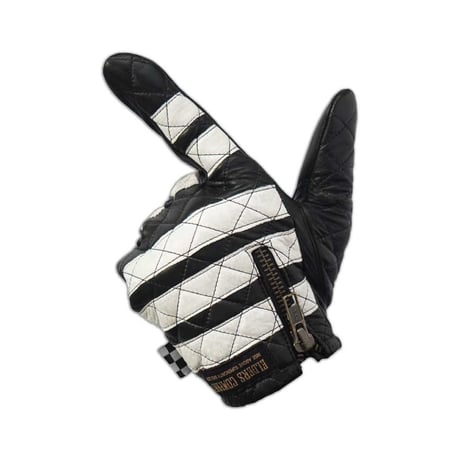 Leather Glove / White xBlack　白×黒　囚人グローブ