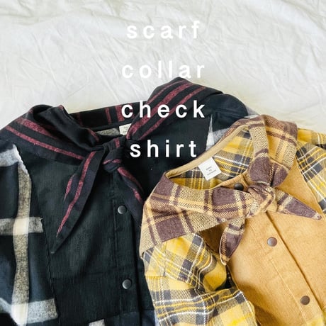 scarf collar check shirt 【kids・junior・otona】