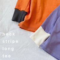 neck stripe long T 【S-XL】