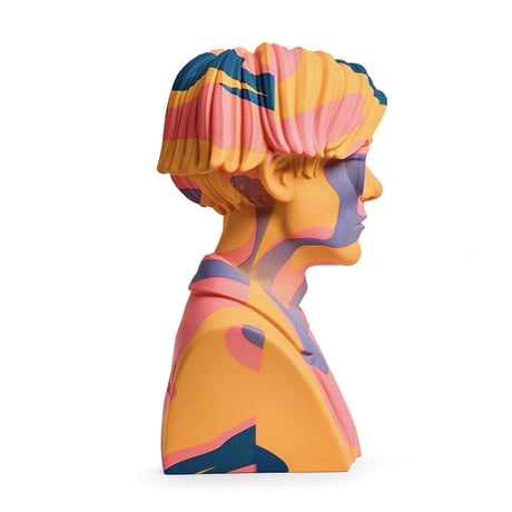 Andy Warhol 12" Bust Vinyl Art Sculpture - Orange Camouflage