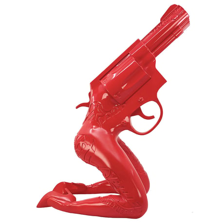 Let's Bang art sculpture (red)  by Tristan Eaton