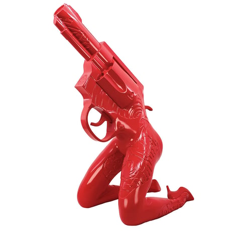 Let's Bang art sculpture (red)  by Tristan Eaton