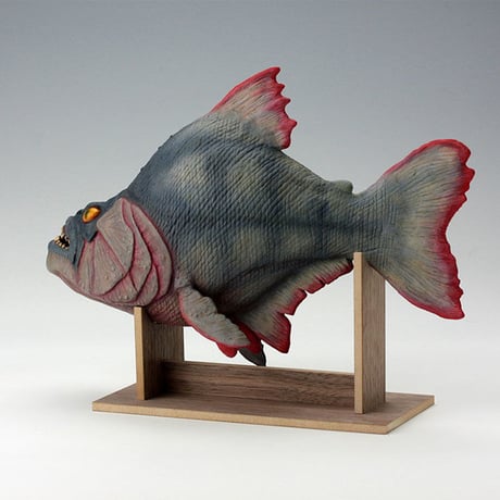 Piranha Prop Replica Model (Latex version) with walnut display stand