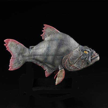 Piranha Prop Replica Model ( Fiberglass version) with walnut display stand