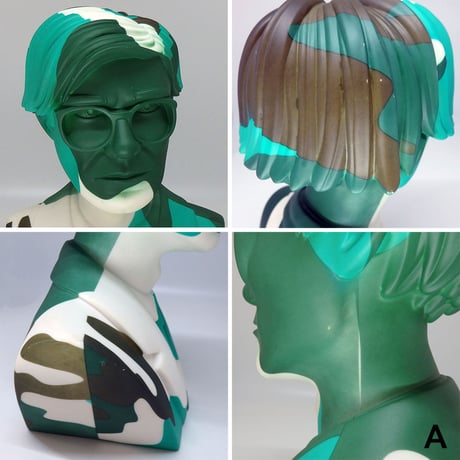Andy Warhol 12" Bust Vinyl Art Sculpture - Green Camouflage