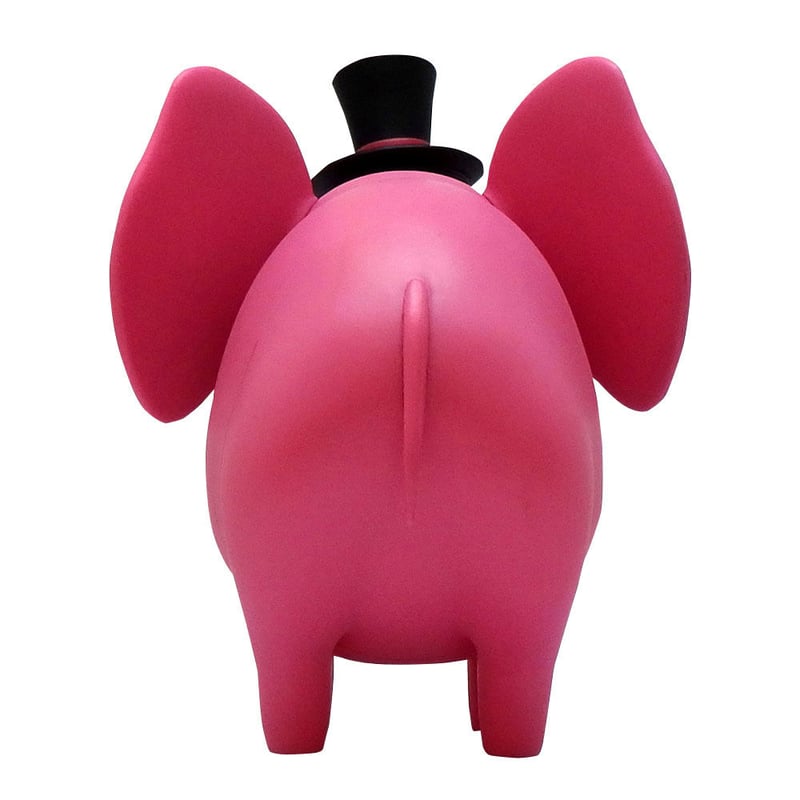 Pink Elephant Coin Bank Top Hat Edition by Shag