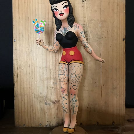 Pin up Mouseketeer art toy sculpture by Quyen Dinh