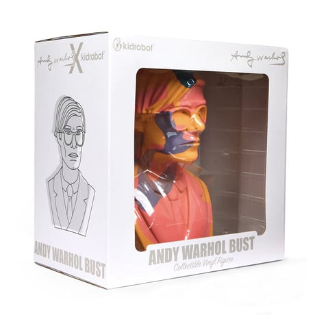 Andy Warhol 12" Bust Vinyl Art Sculpture - Orange Camouflage