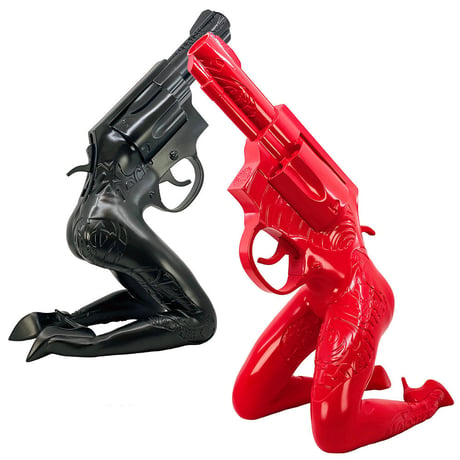 Let's Bang art sculpture (red)  by Tristan Eaton
