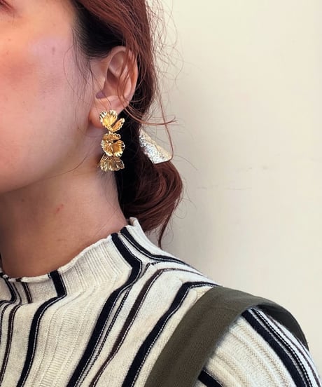 鳥&フラワーフープピアス