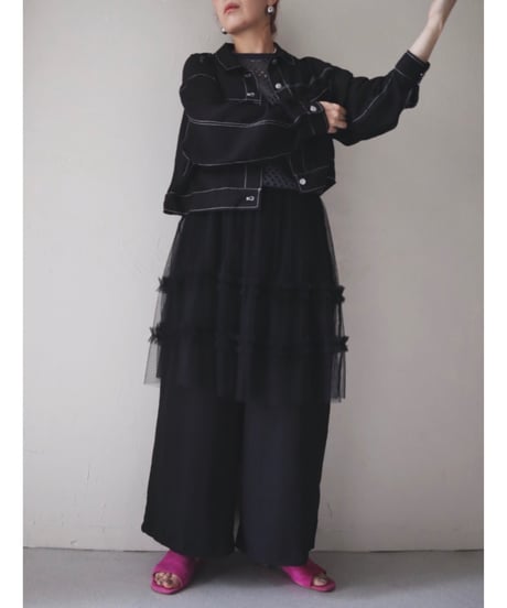 チュールレイヤードパンツ