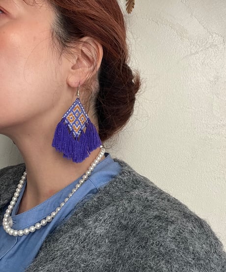 【Mexico】刺繍フリンジピアス