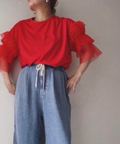 チュールフリルTシャツ